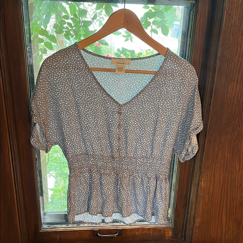 Blue Polka Dot Women's Top